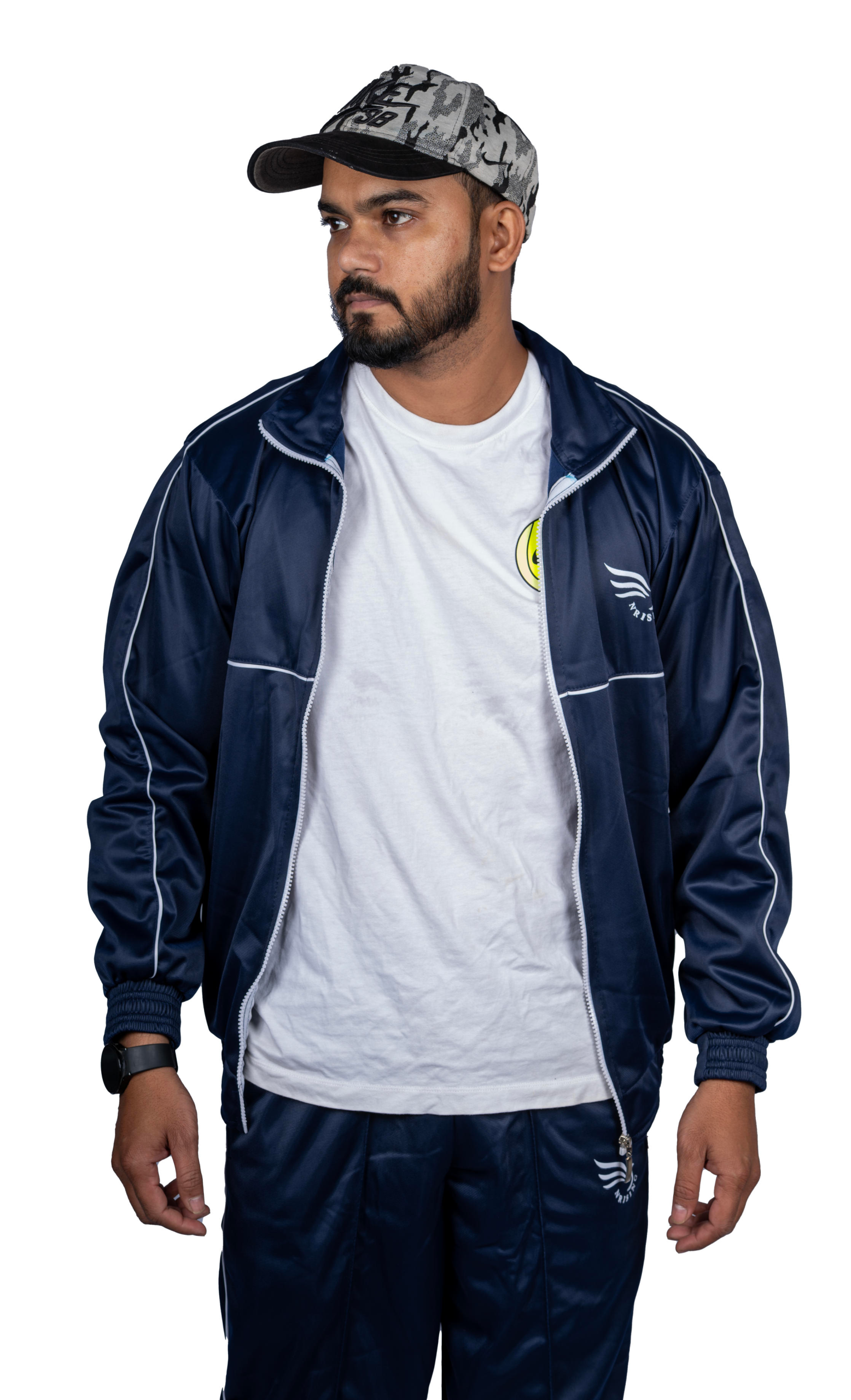 N Rising Men’s Navy Blue Tracksuit with White Piping | Premium Sportswear Set | Jacket & Track Pant - Image 4