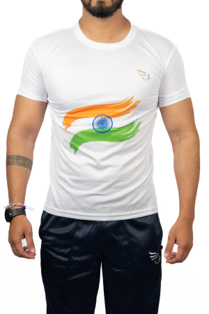 N Rising Men's Round Neck Quick Dry Sports T-Shirt with India Flag Design | Polyester Breathable Activewear for Gym, Running, Cricket